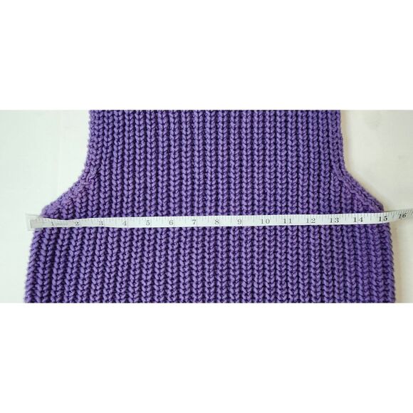Linda Allard Ellen Tracy Purple Sleeveless Knit Mock Neck Sweater Size M - Picture 3 of 6